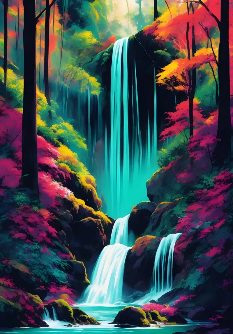 Cascata della foresta pluviale carta hahnemühle da Charnwood Prints