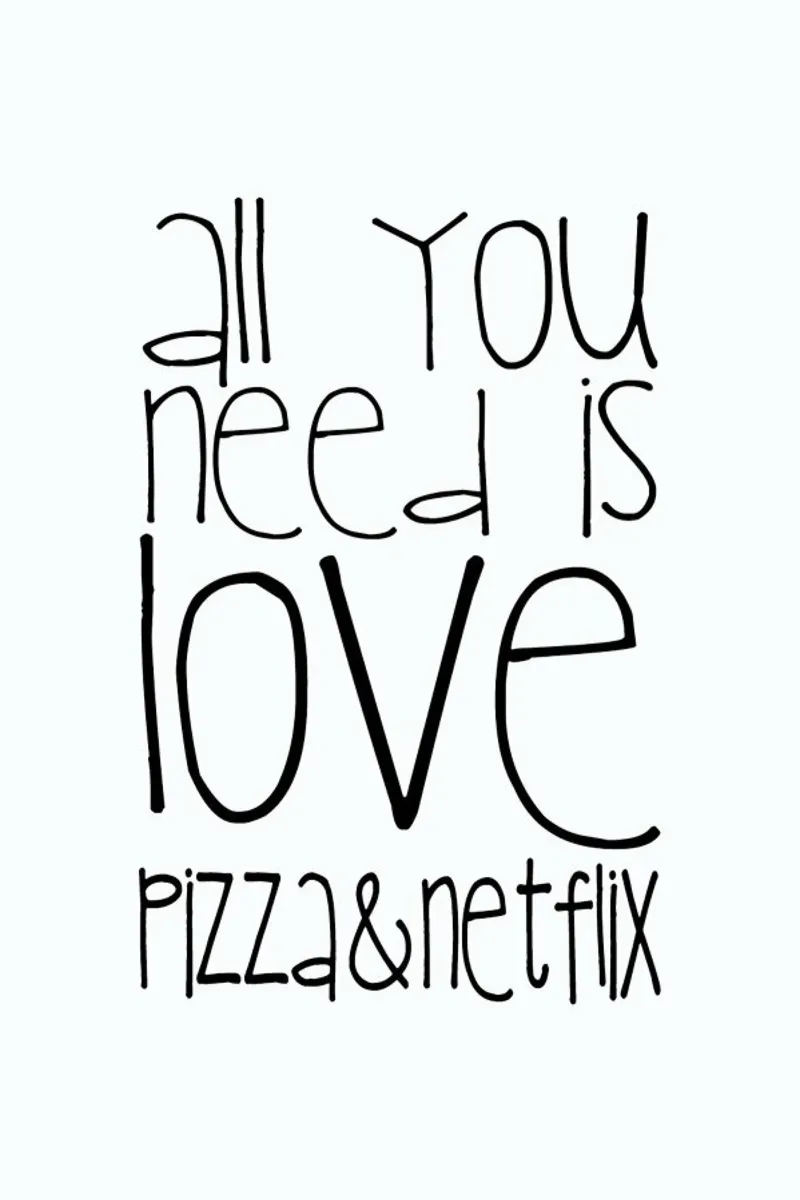 Tutto ciò di cui hai bisogno è amore, pizza e Netflix pellicola backlit da Monika Strigel