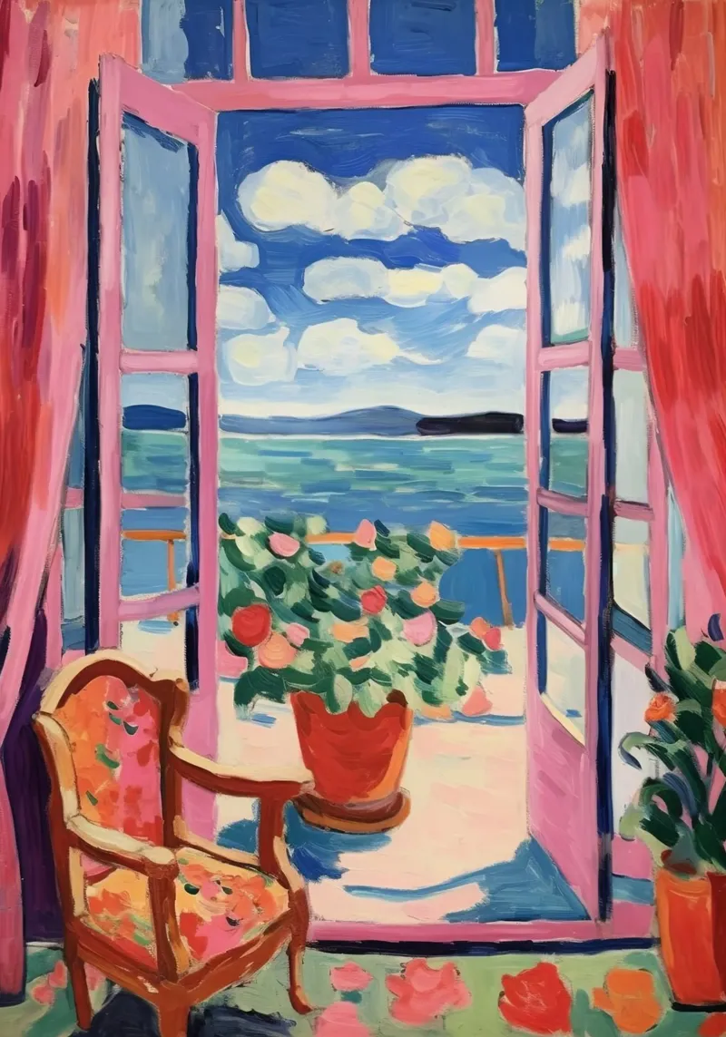 Window to the sea: the harmony of the south canvas by Nikis Art Studio