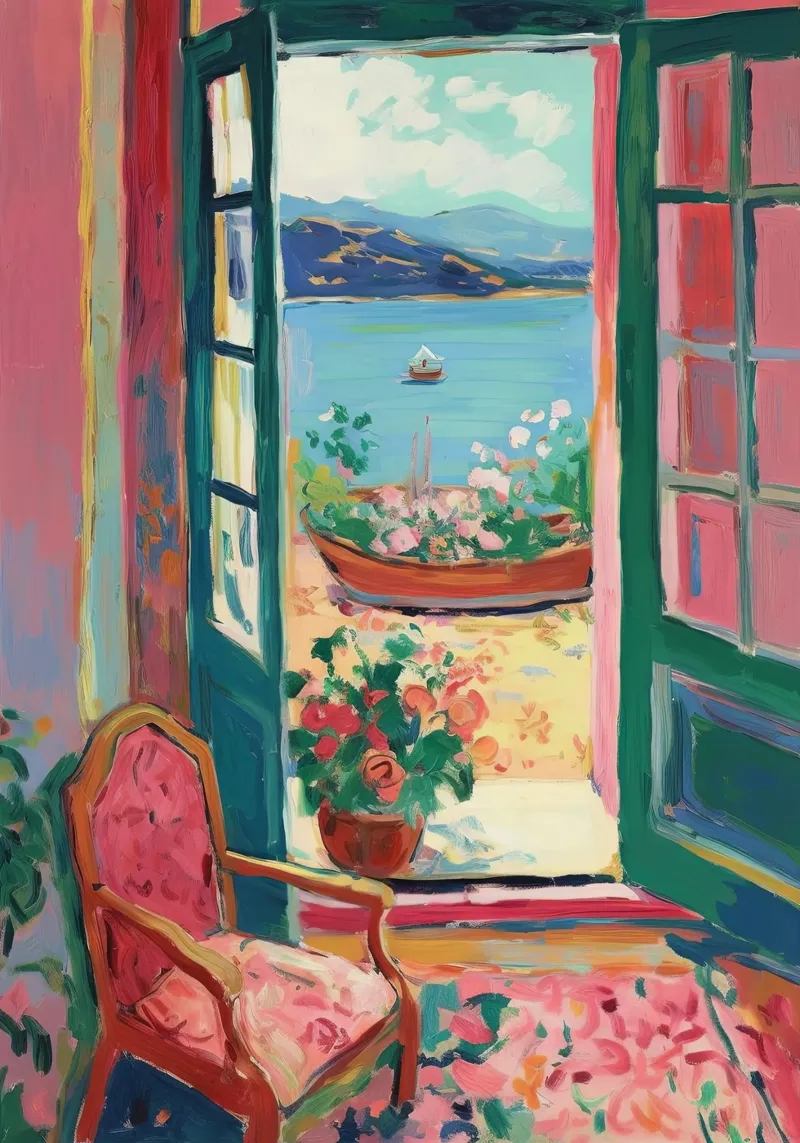 Mediterranean blue: a window full of hope alu-dibond by Nikis Art Studio