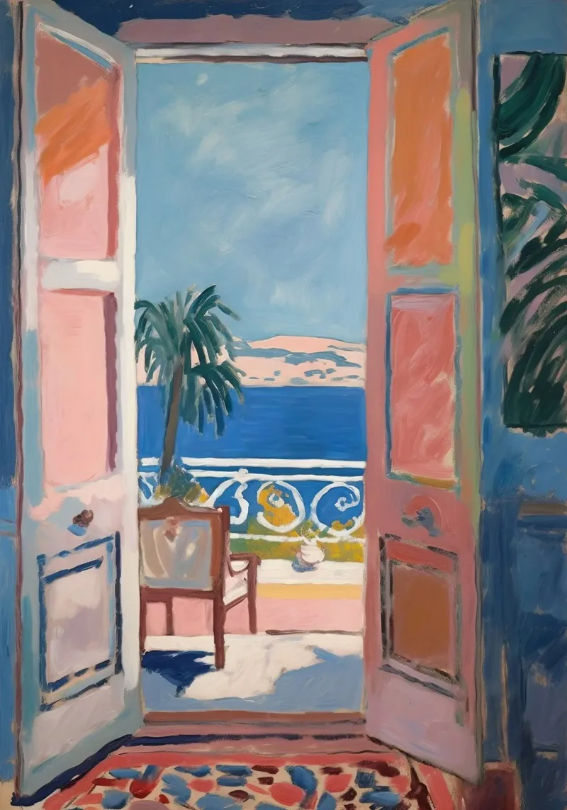 Mediterranean panorama: A window full of fantasy canvas by Nikis Art Studio