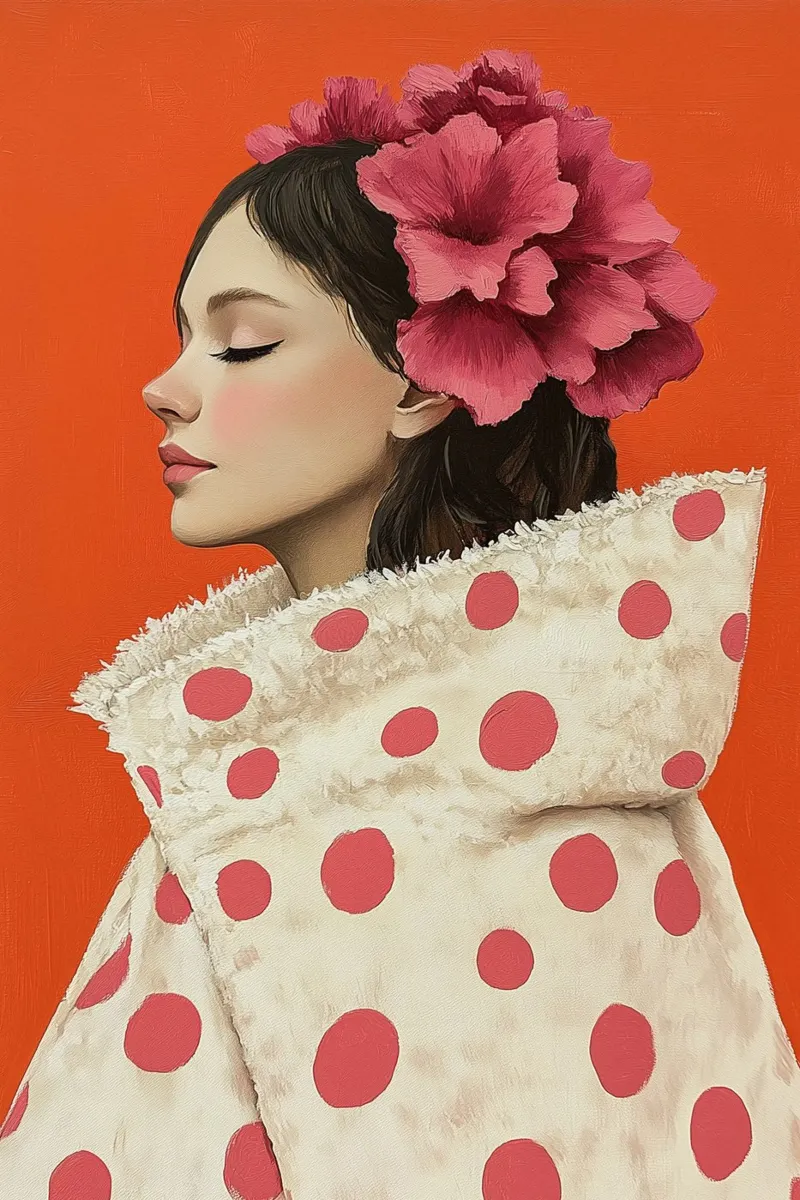 Donna con cappotto a pois pellicola backlit da Carinaprint