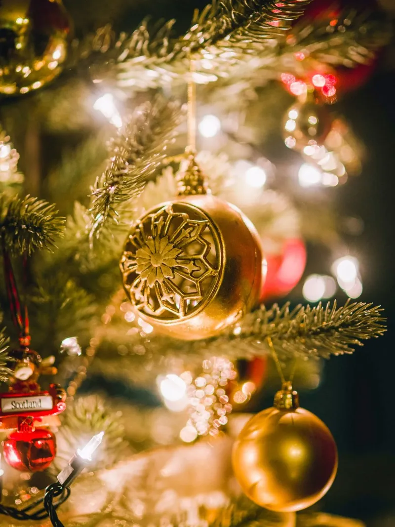 Golden Christmas bauble - Elegant festive motif canvas by Whole©