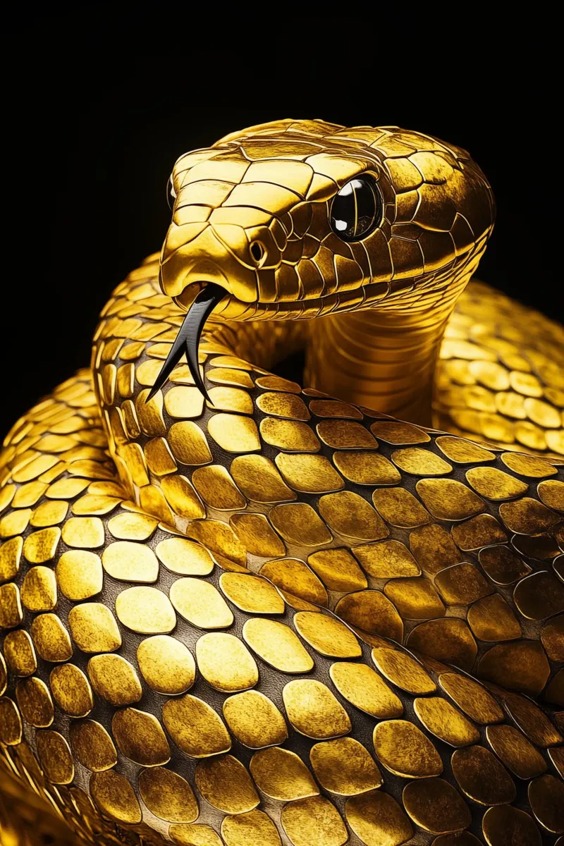 Serpente d'oro con lingua biforcuta carta hahnemühle da Autofocus