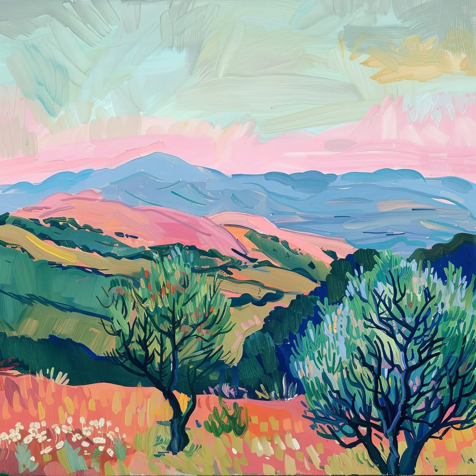 Sussurri di luce sulle colline alluminio dibond da Nikis Art Studio