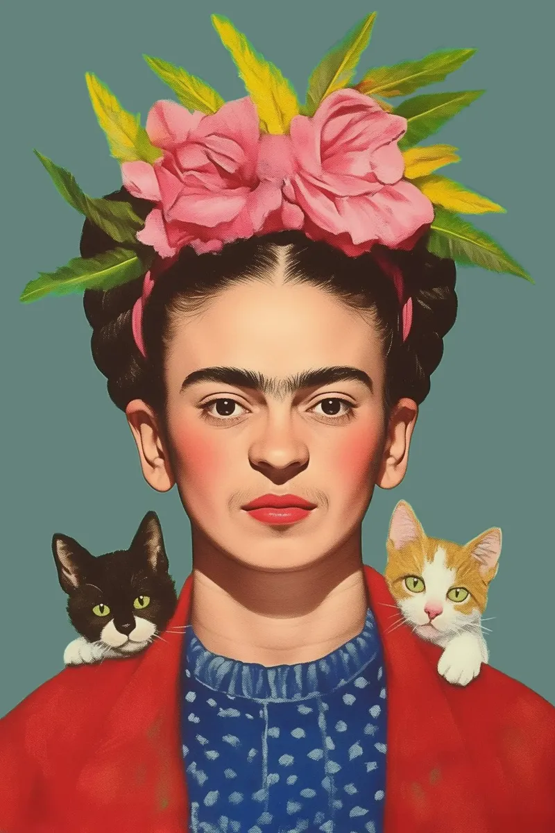 Frida con i suoi piccoli gatti pellicola backlit da Carinaprint