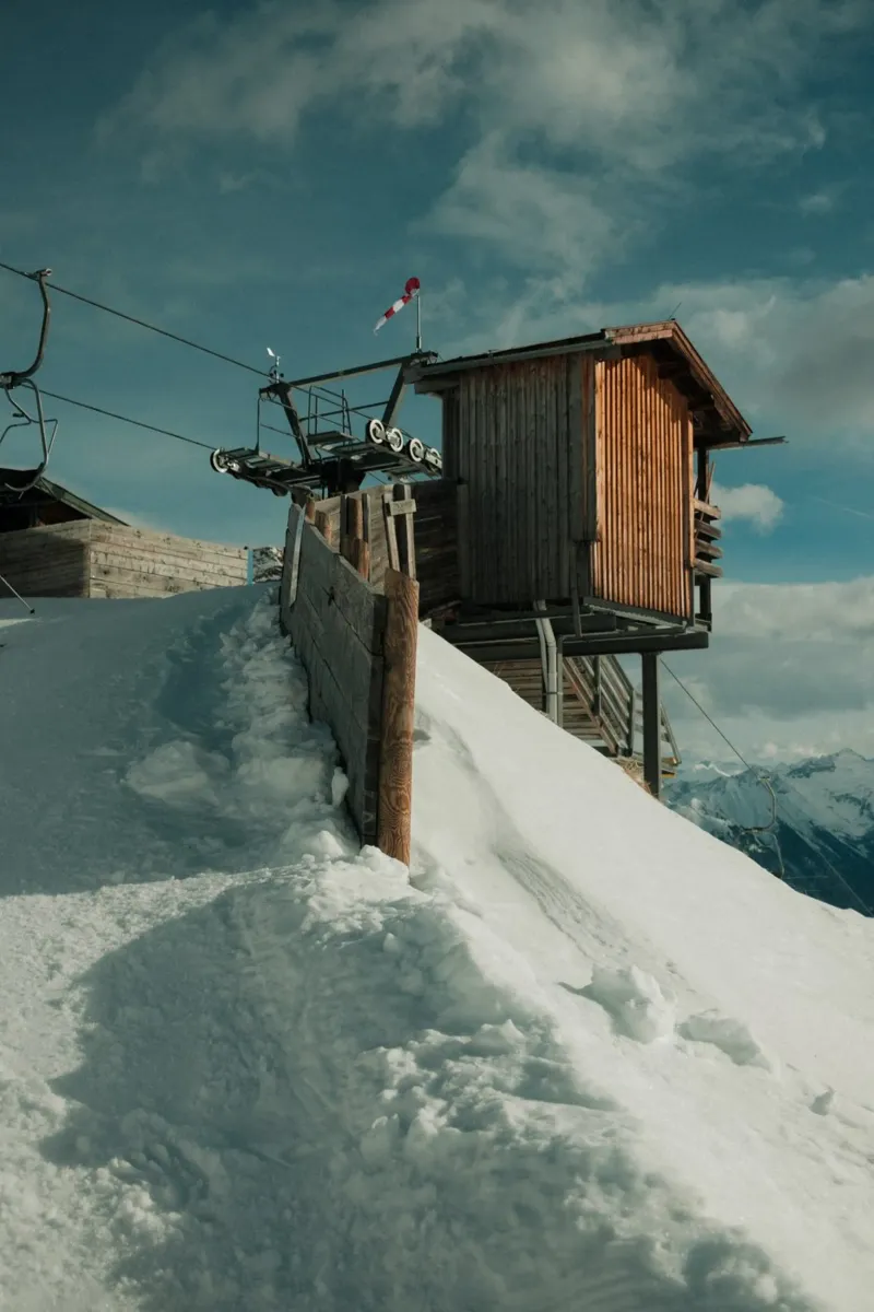 Ski Lift poster with wooden frame by Sebastian Hilgetag