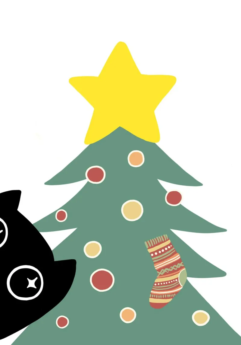 The cat and the christmas tree plexiglass da BAINAI