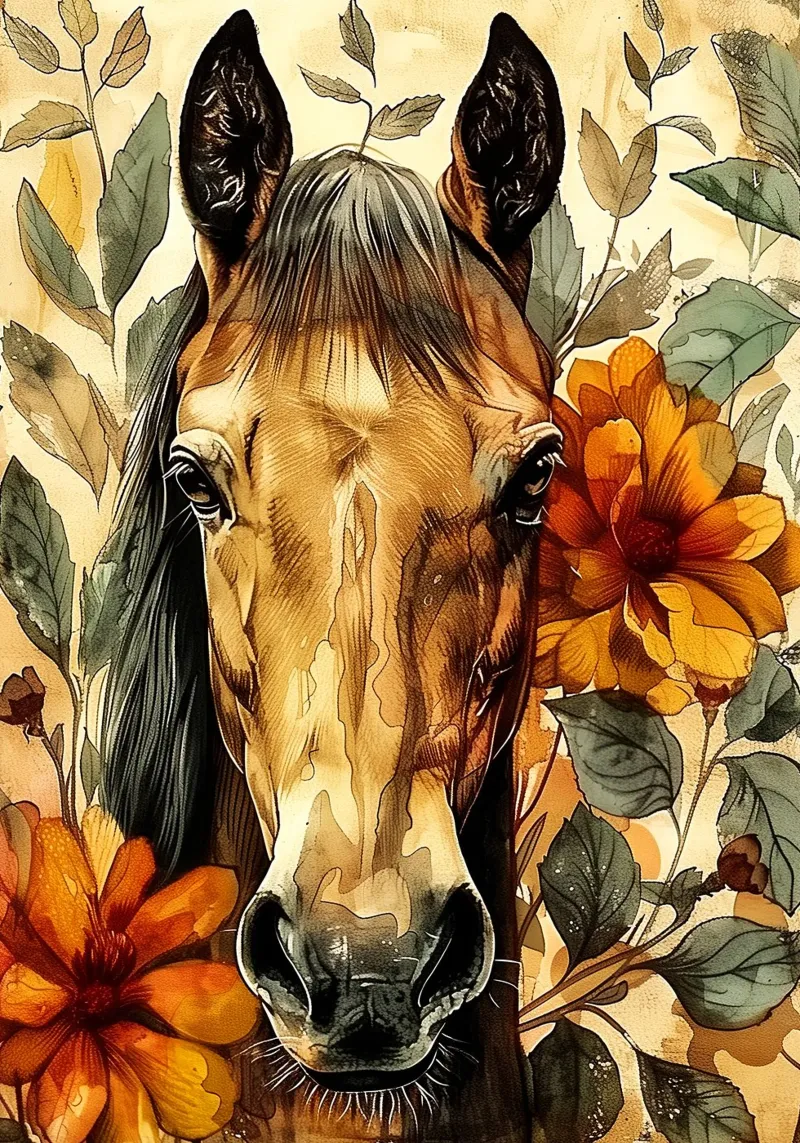 Cavallo marrone arte animale poster da Justyna Jaszke JBJart