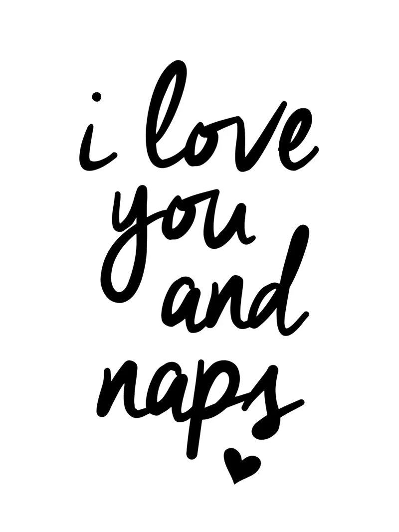 I Love You And Naps Typografie Design in bianco e nero alluminio dibond da THE MOTIVATED TYPE