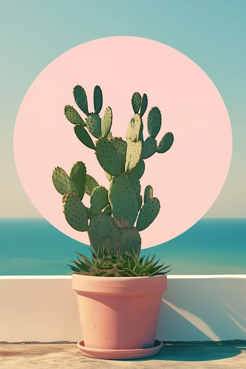 Cactus in riva al mare pellicola backlit da Carinaprint
