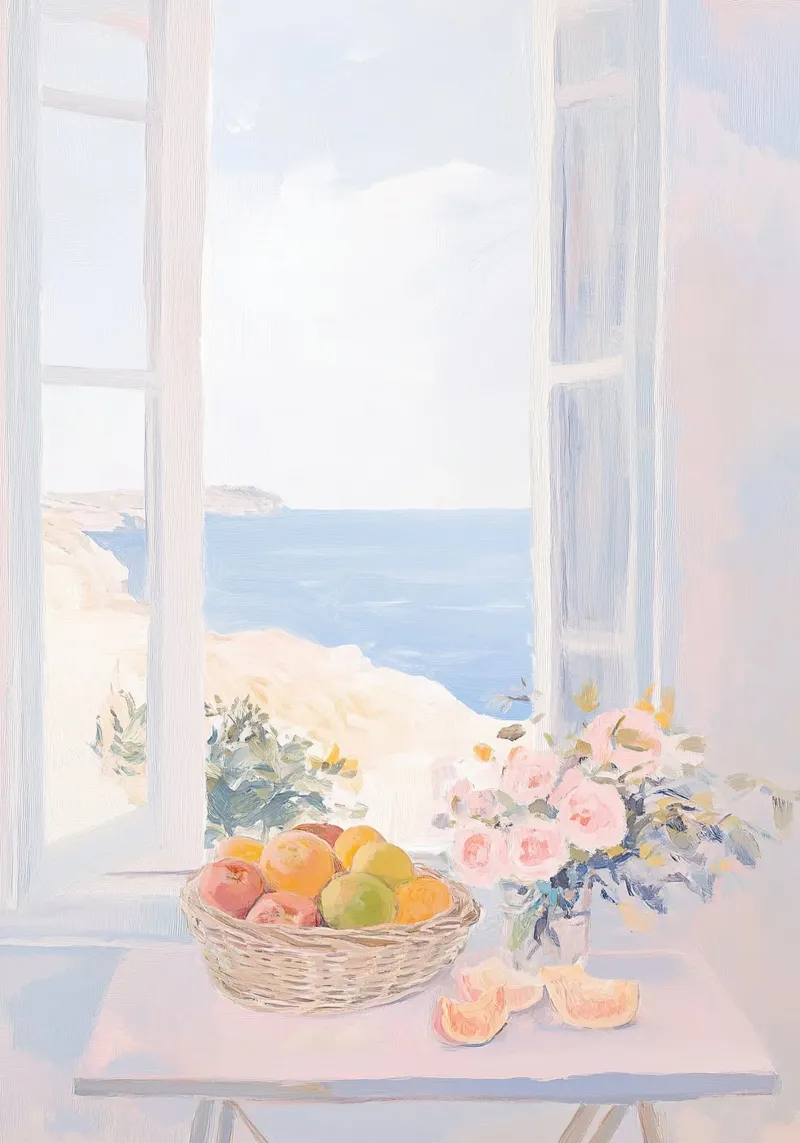 Ispirato a Matisse - Finestra aperta bianca poster da Euphoria Theresa