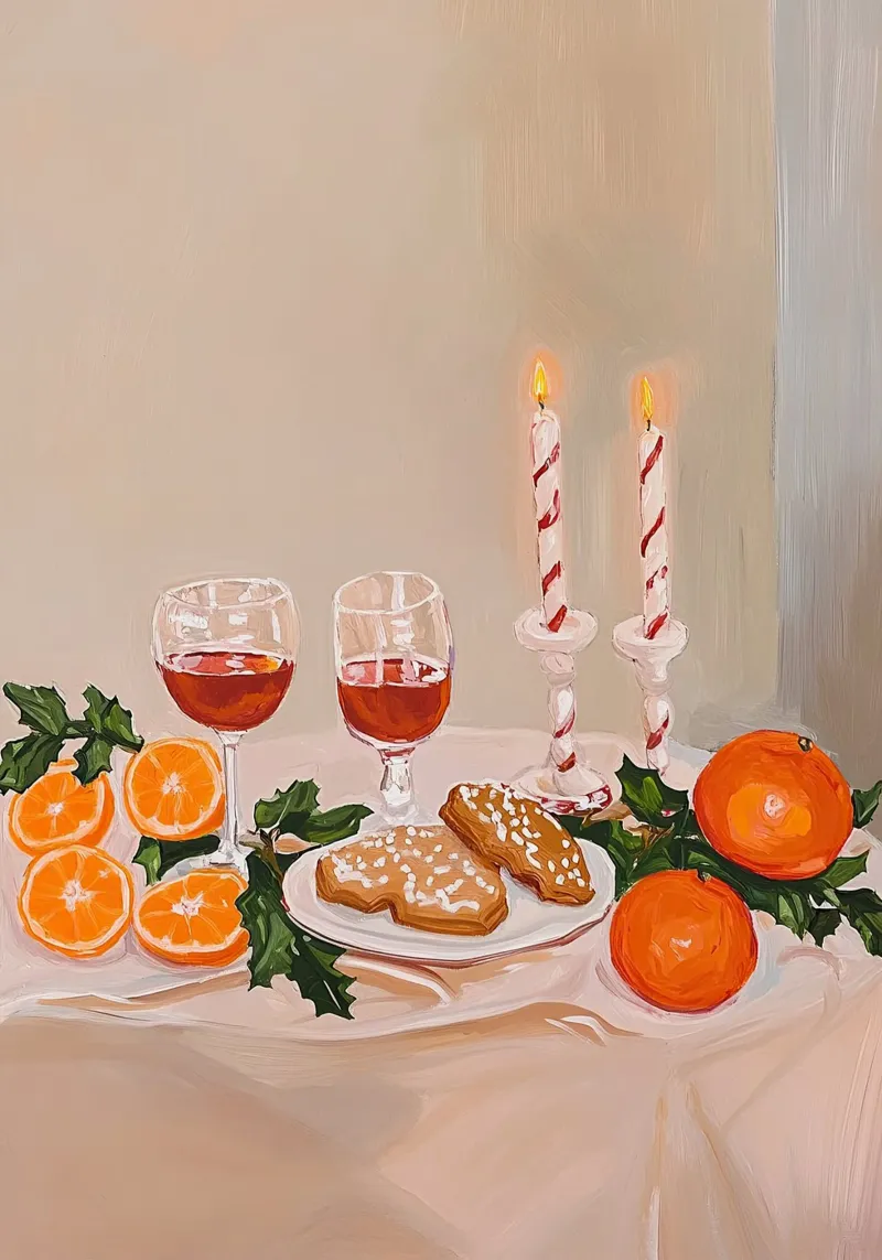Tavola di Natale con candele poster con telaio in legno da Euphoria Theresa