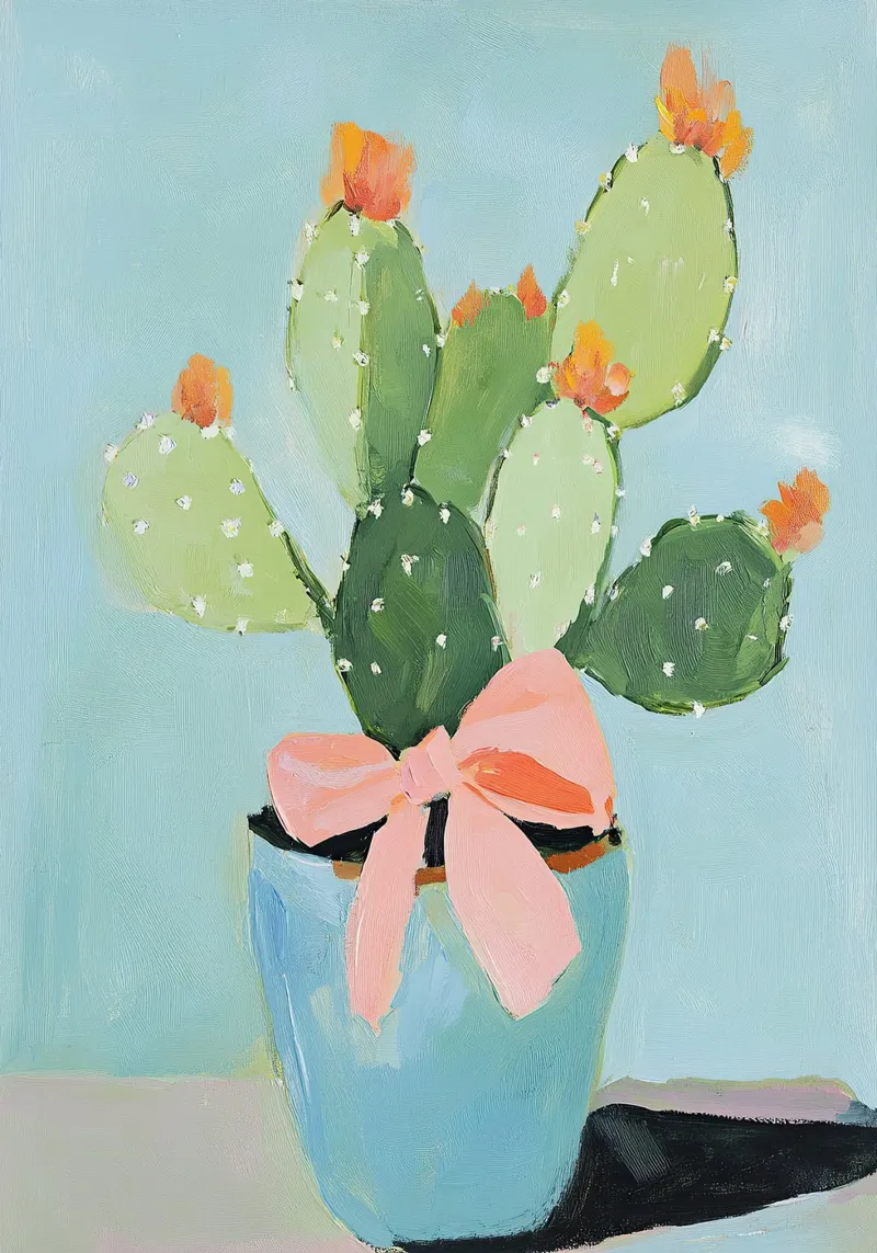 Decorazione con fiocco di cactus, decorazione preppy dopamina poster con telaio in alluminio da Euphoria Theresa