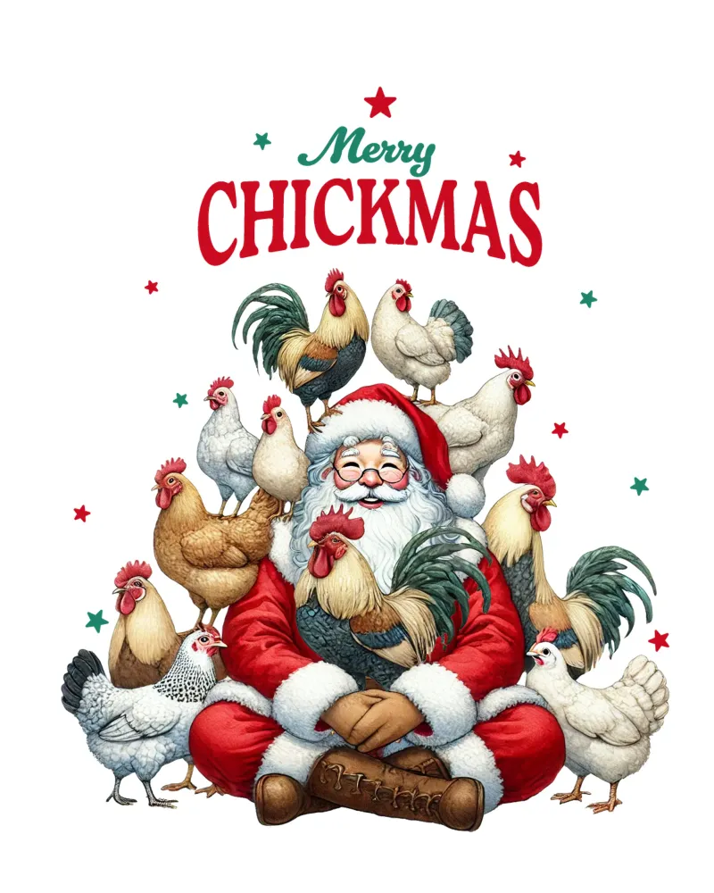 Merry Chickmas poster con telaio in legno da edsonramosart