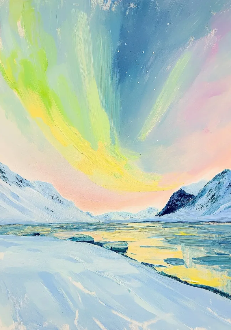 Aurora boreale Neve invernale poster con telaio in plastica da Euphoria Theresa