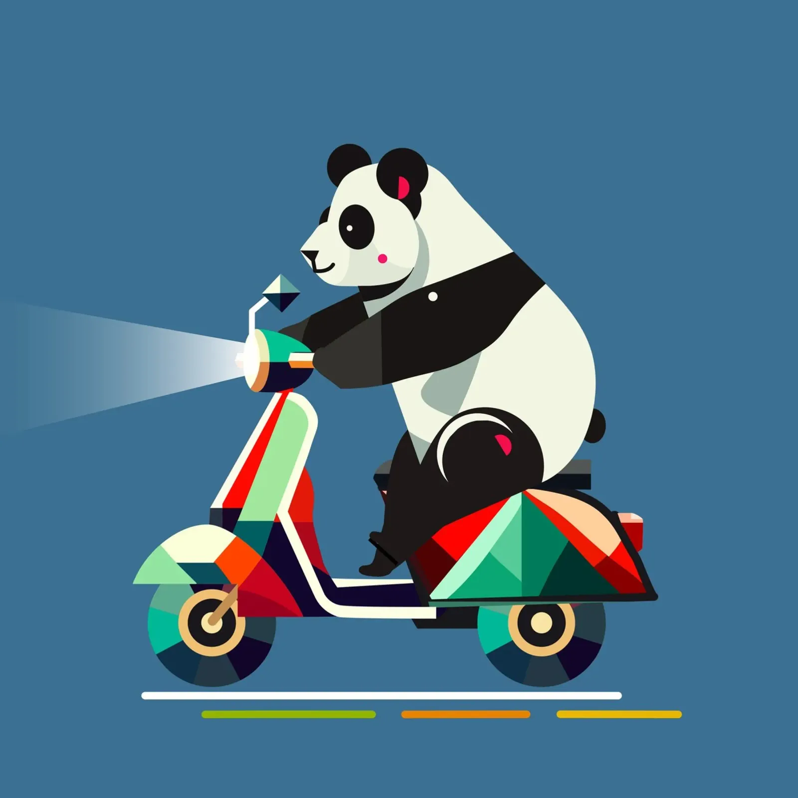 Un panda più simpatico su uno scooter colorato pellicola backlit da namosh