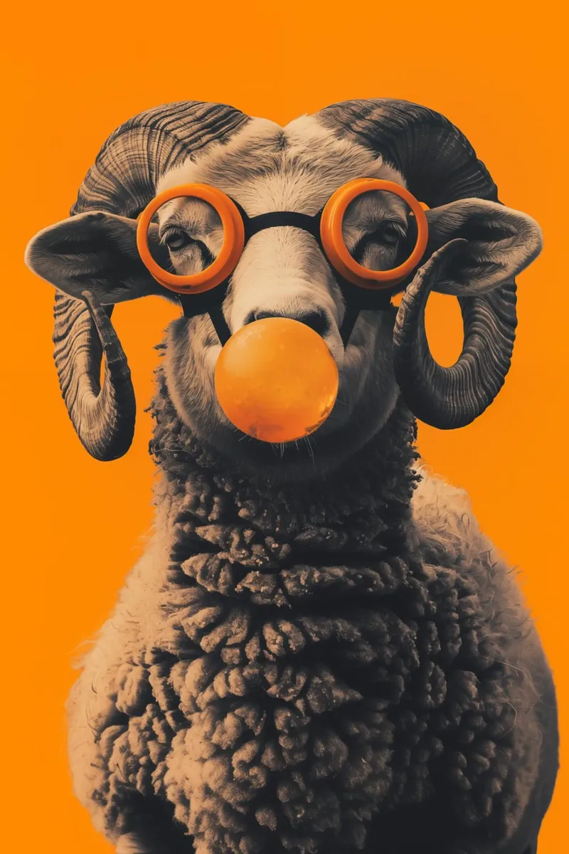 The sheep is having fun | Orange Pop Art poster by Autofocus