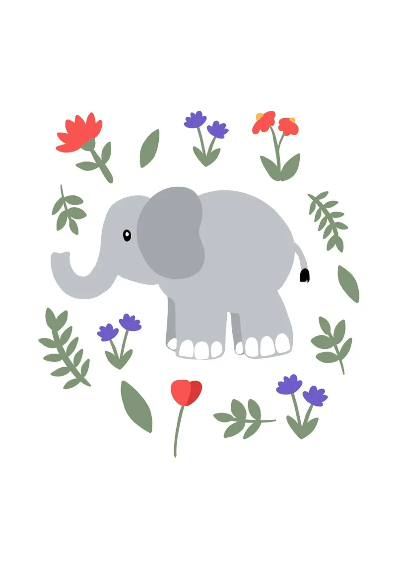 Kleiner Elefant poster con telaio in legno da BAINAI KIDS