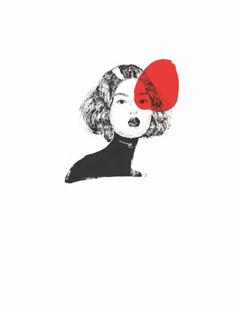 Untitled (Female Portrait III) poster with aluminum frame by Manuel Rebollo