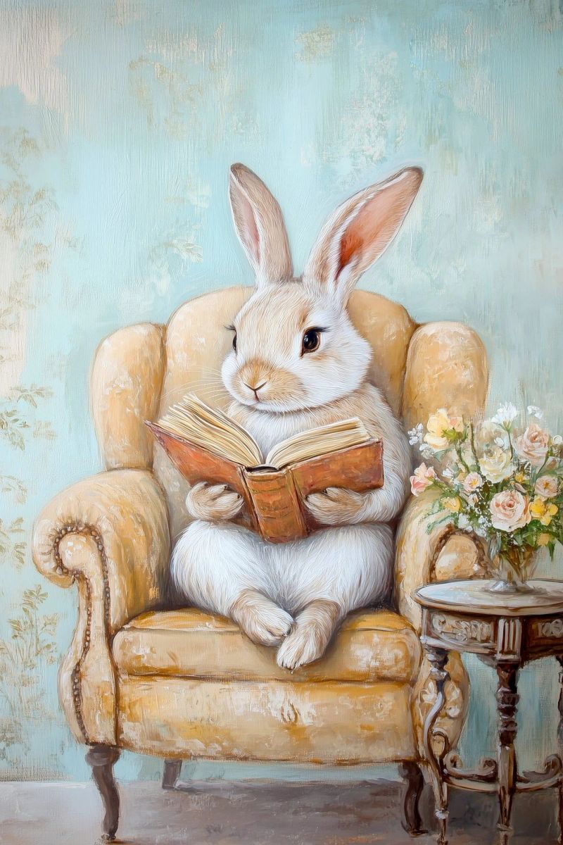 Reading Bunny poster by Melloi Art Print