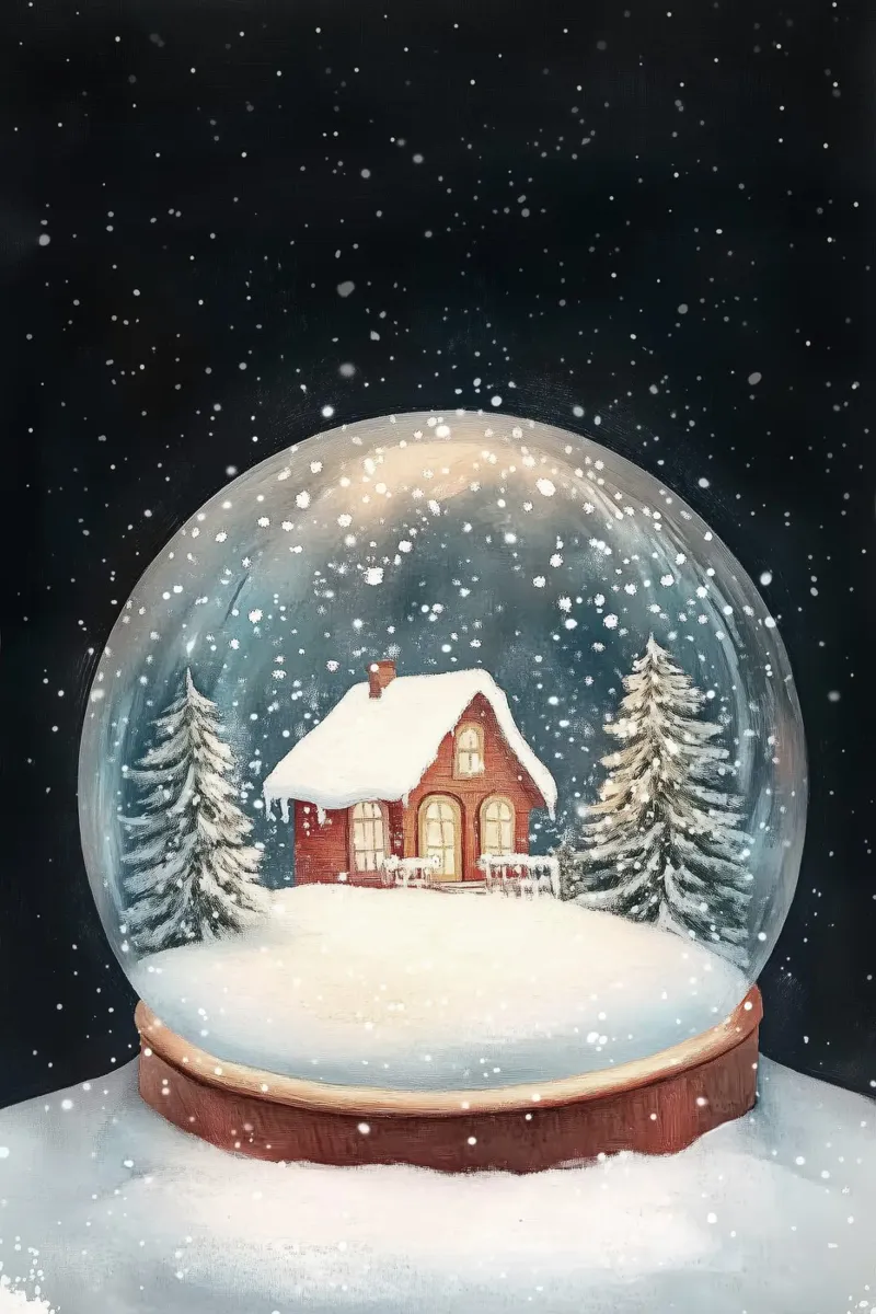 Globo di neve della casa d'inverno pellicola backlit da Melloi Art Print