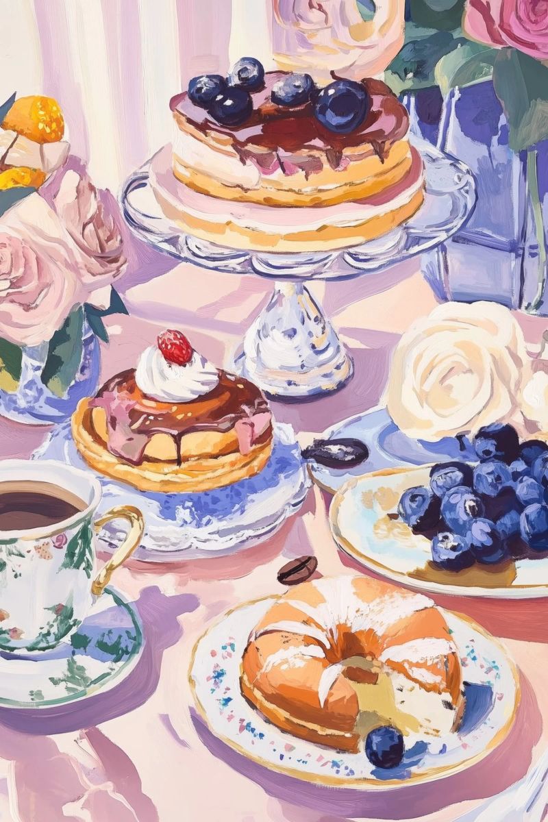 Elegant Tea Desserts poster by Melloi Art Print