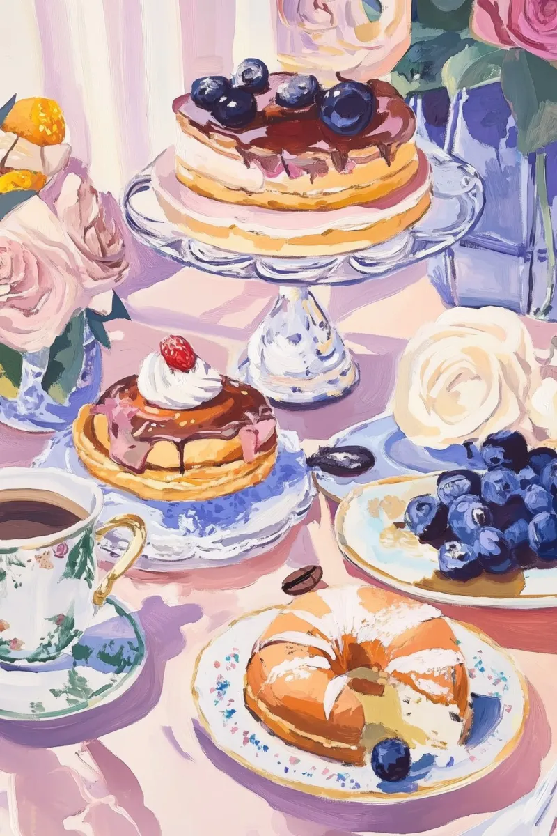 Elegant Tea Desserts poster by Melloi Art Print