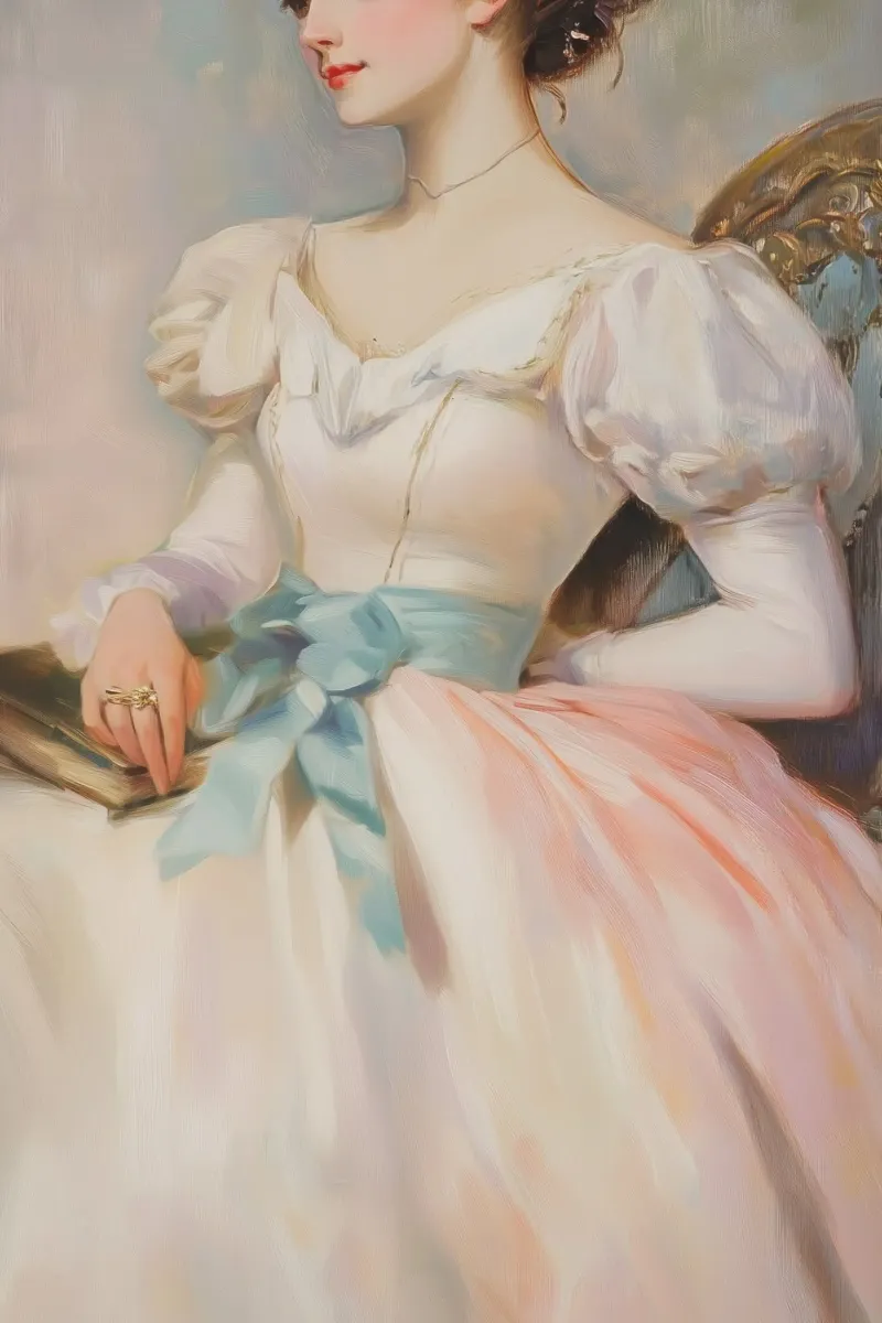 Vintage Pastel Dress Portrait forex plate by Melloi Art Print