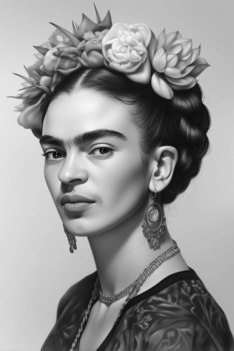 Porträt Schönheit Frida B&W Poster von Carinaprint