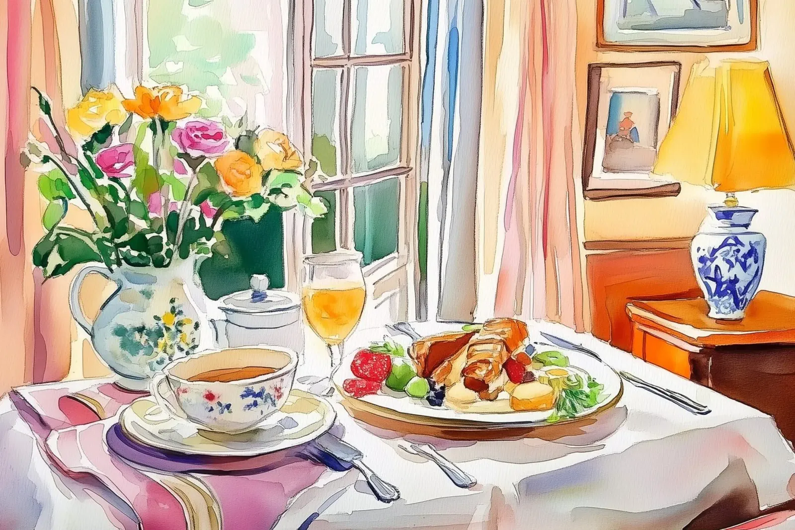 Colazione con fiori freschi poster da Melloi Art Print