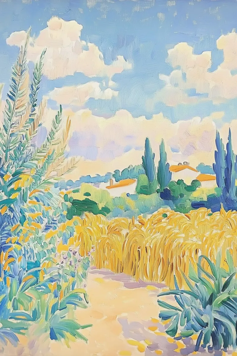 Mediterranean Wheat Field Path canvas by Melloi Art Print