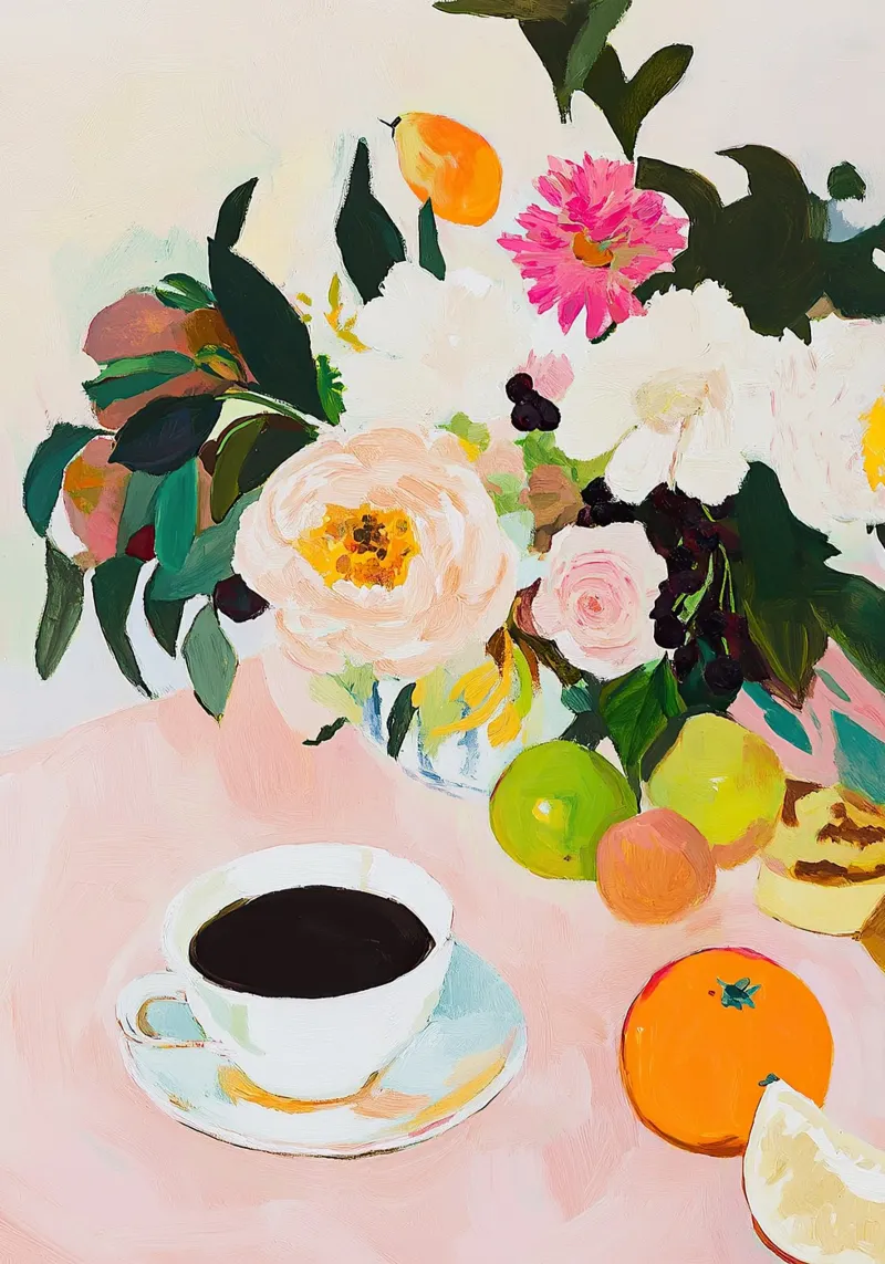 Café Bodegón Fauvismo Frutas Rosa poster de Euphoria Theresa