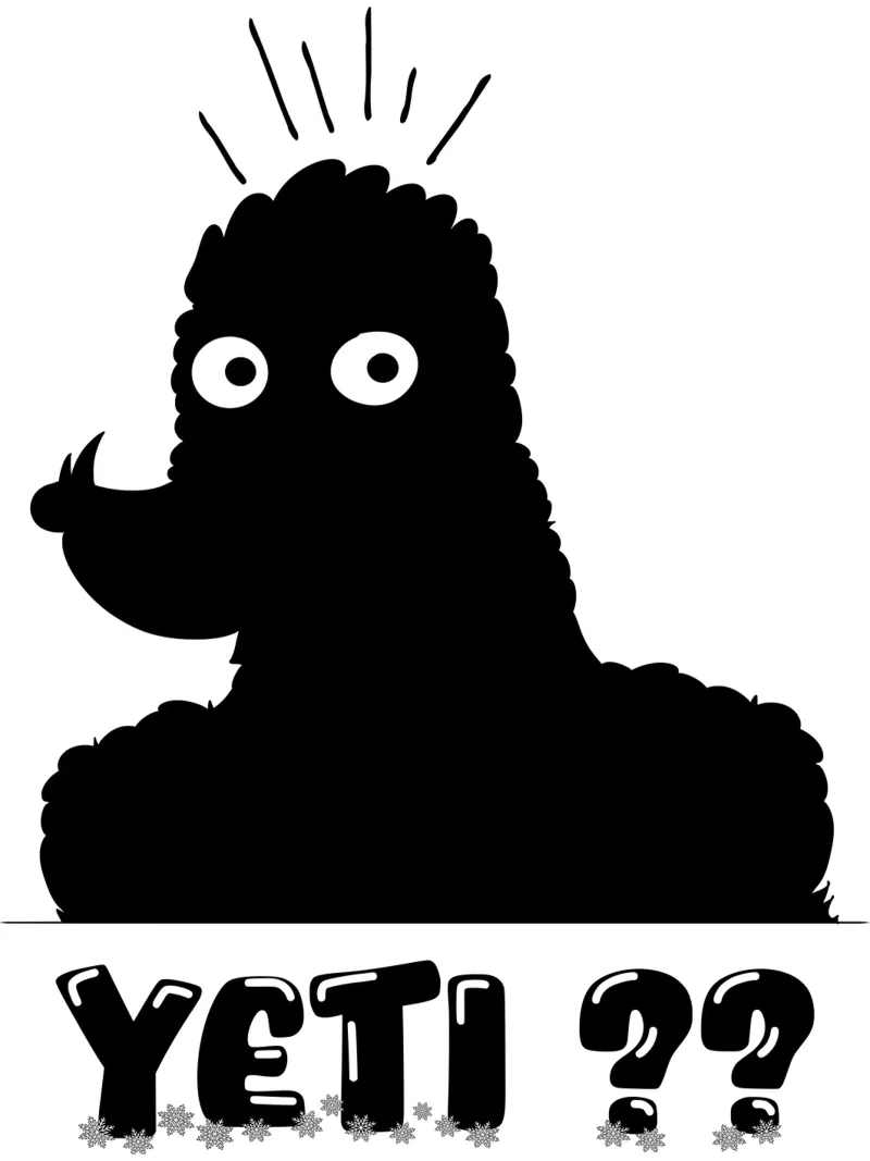 Yeti abominevole pupazzo di neve divertente illustrazione minimale poster con telaio in alluminio da sillyindustries
