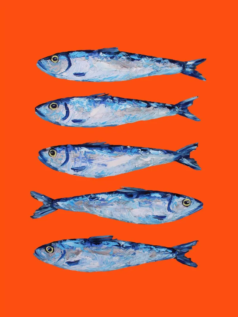 Sardines on Orange forex-plaat van Alice Straker