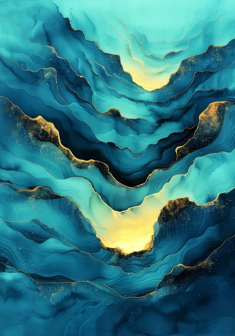 Blue abstraction waves canvas by Justyna Jaszke JBJart