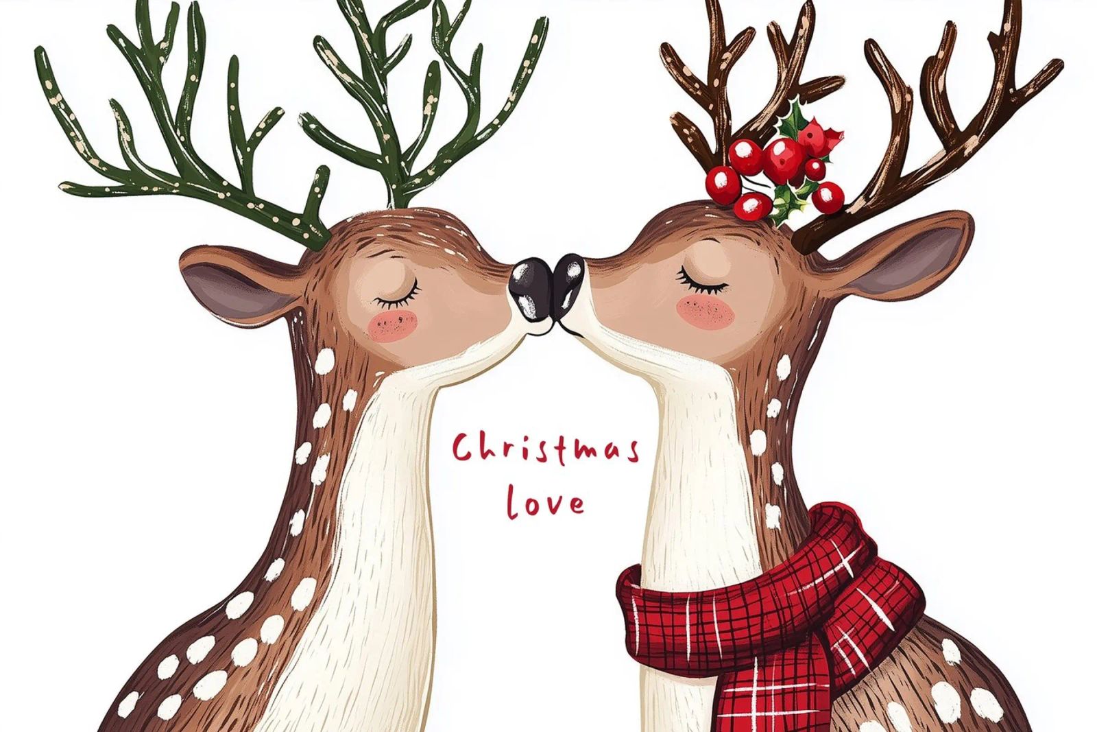 Rendier kerstliefde poster van Carinaprint