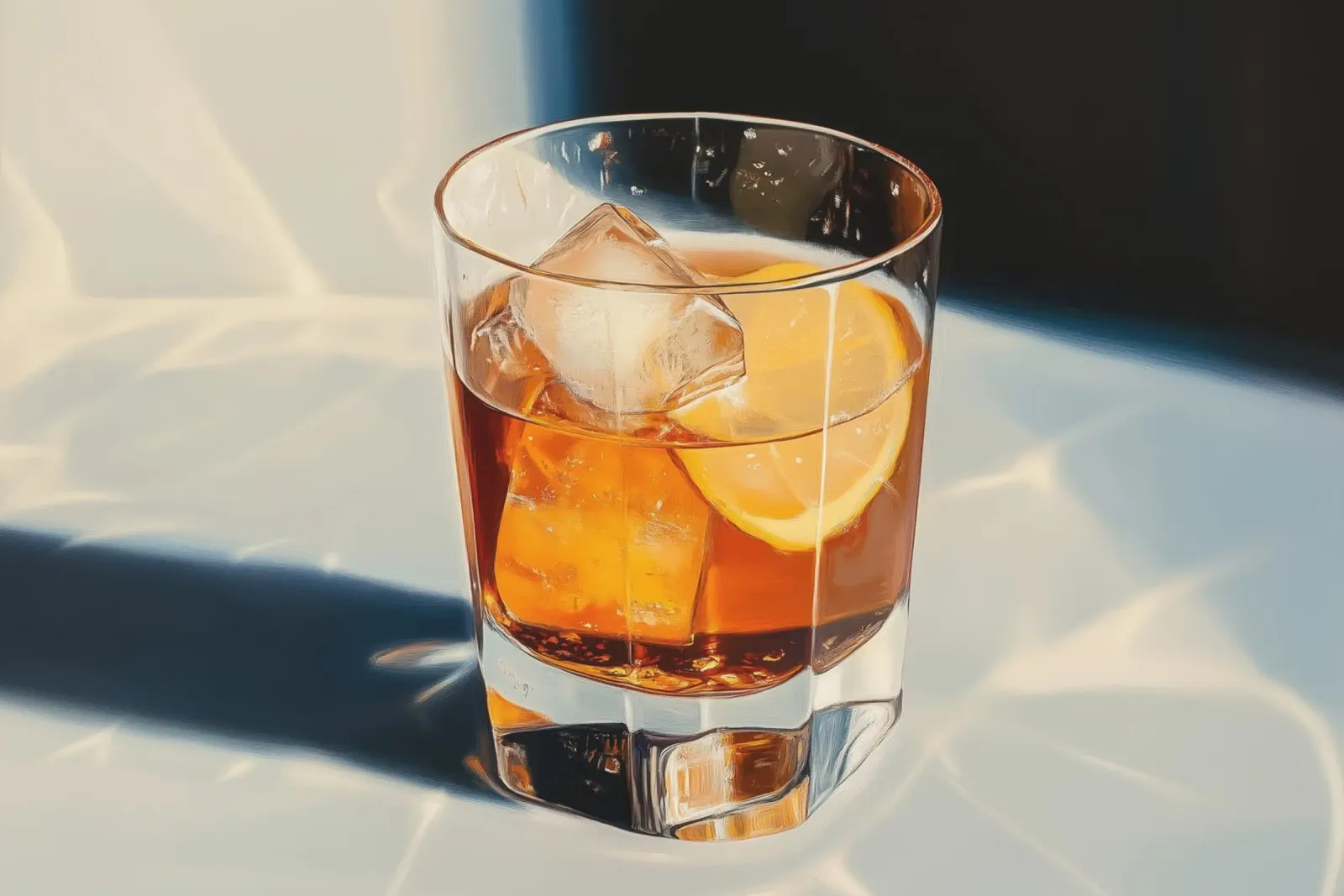 Cocktail Old Fashioned alla luce del sole tela da Melloi Art Print