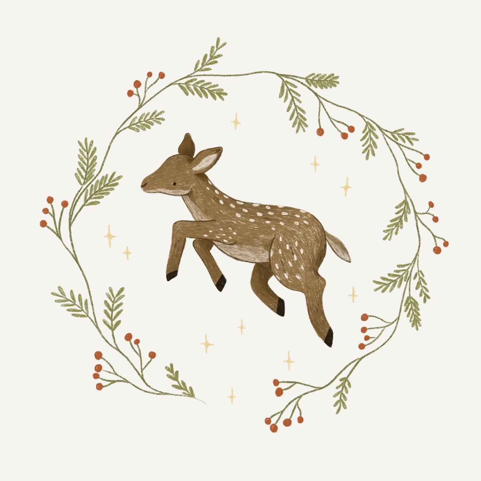 Anna Lunak - Christmas wreath and deer acrylic glass by The Artcircle