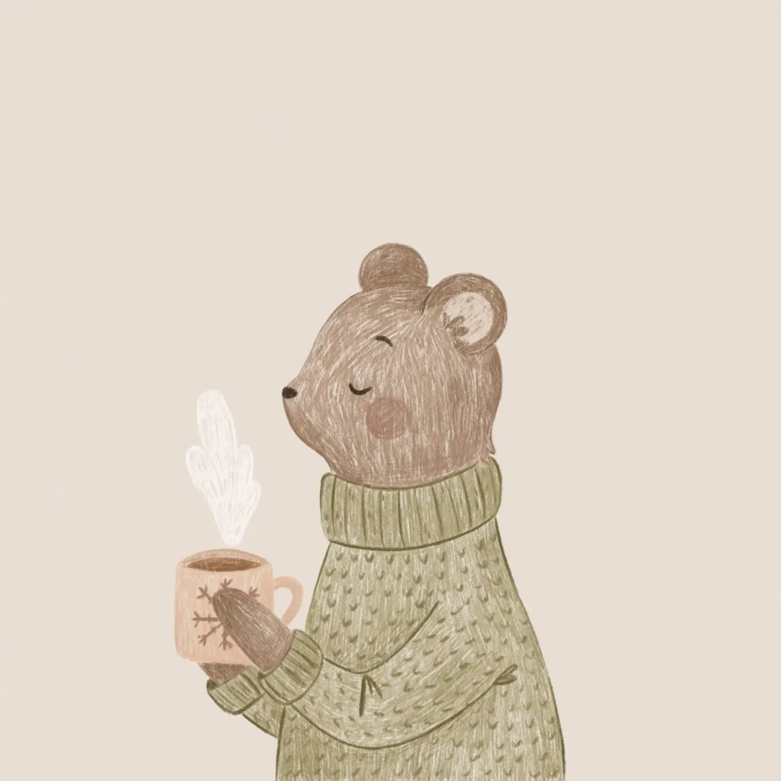 Anna Lunak - L'orso e il suo tè carta hahnemühle da The Artcircle
