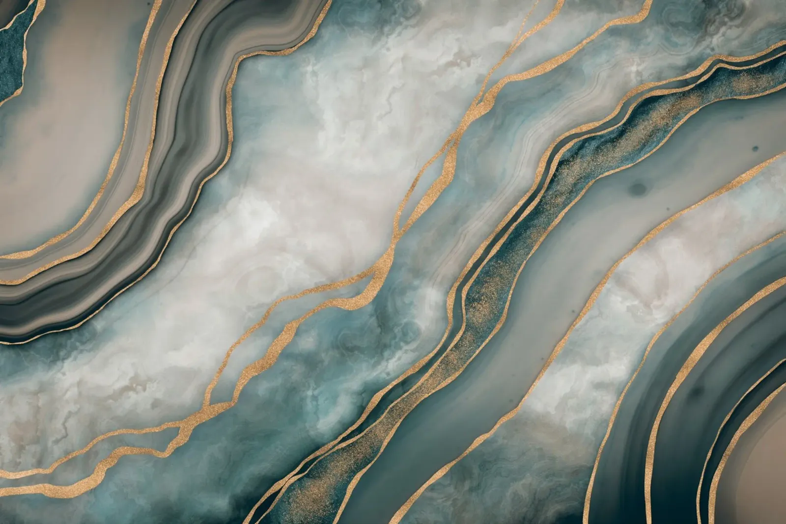 Marbled Elegance Timeless Luxury Surface Teal Gold poster with wooden frame by Andrea Haase Modern Home