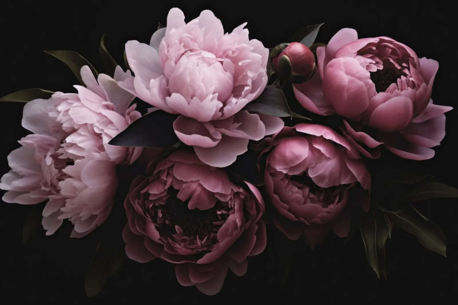 Fiori Peonie Opulenti Rosa Pastello Romantico Moody pellicola backlit da Andrea Haase Floral Passion