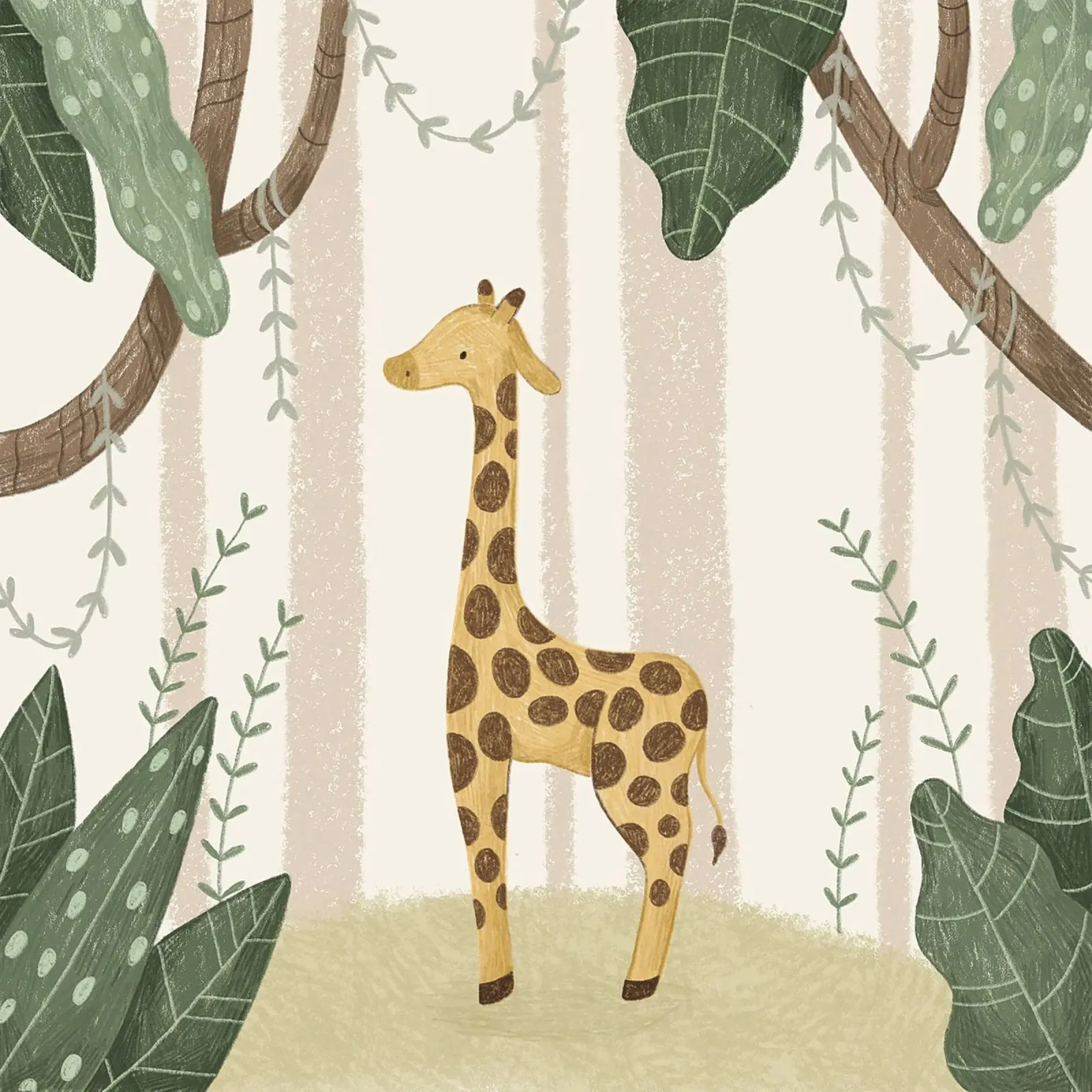 Anna Lunak - Giraffe im Dschungel poster con telaio in plastica da The Artcircle