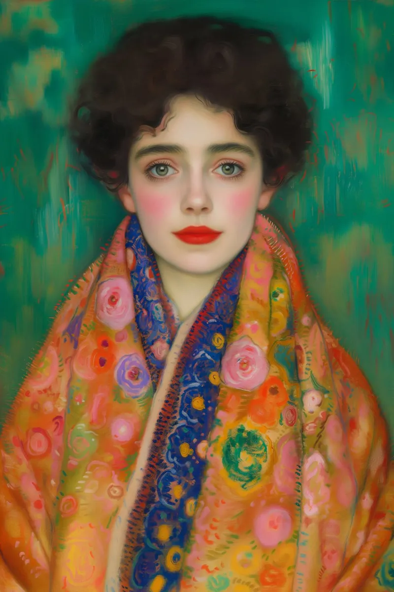 Retrato de la Srta. Lieser con bufanda lienzo con Marco flotante de Carinaprint