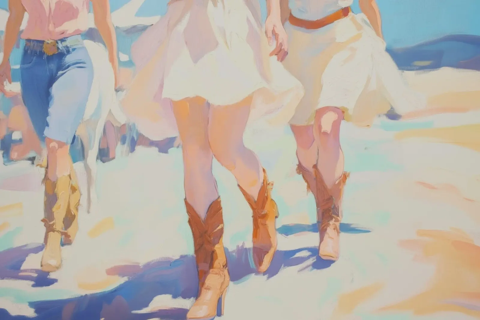 Mujeres con botas vaqueras lámina retroiluminada de Melloi Art Print