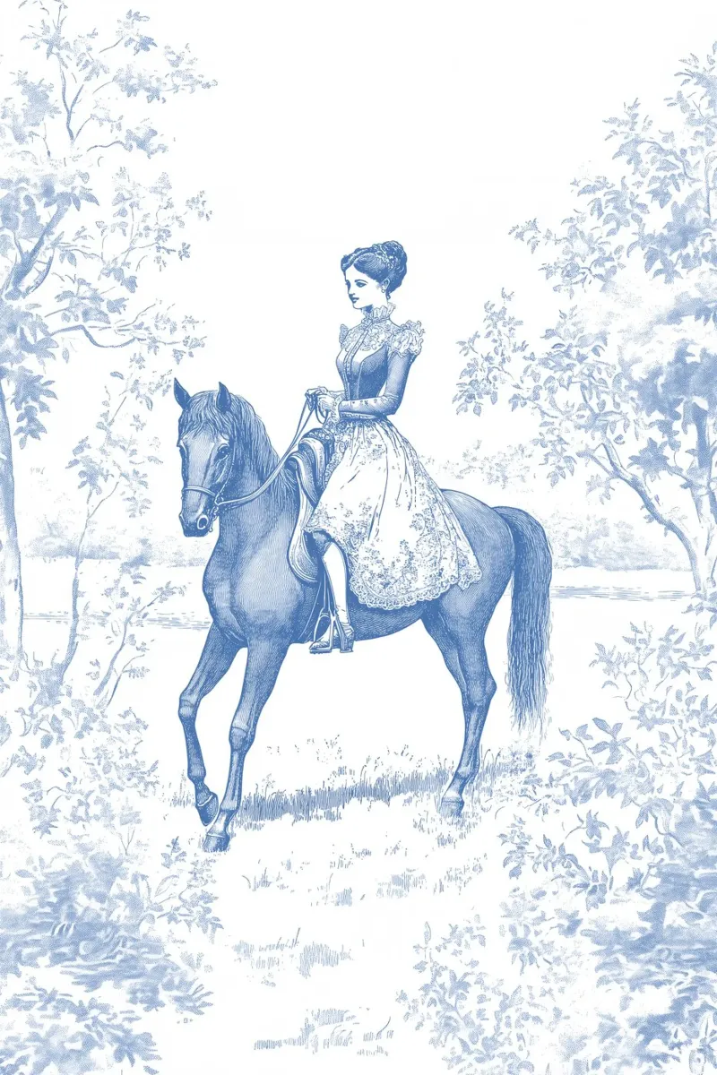 Signora vittoriana a cavallo poster da Melloi Art Print