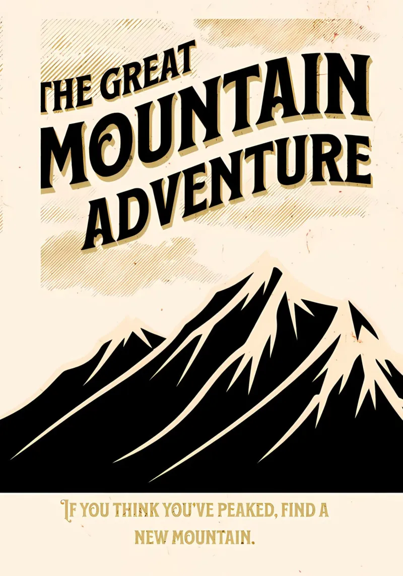 La grande avventura in montagna poster con telaio in plastica da inspirational quote