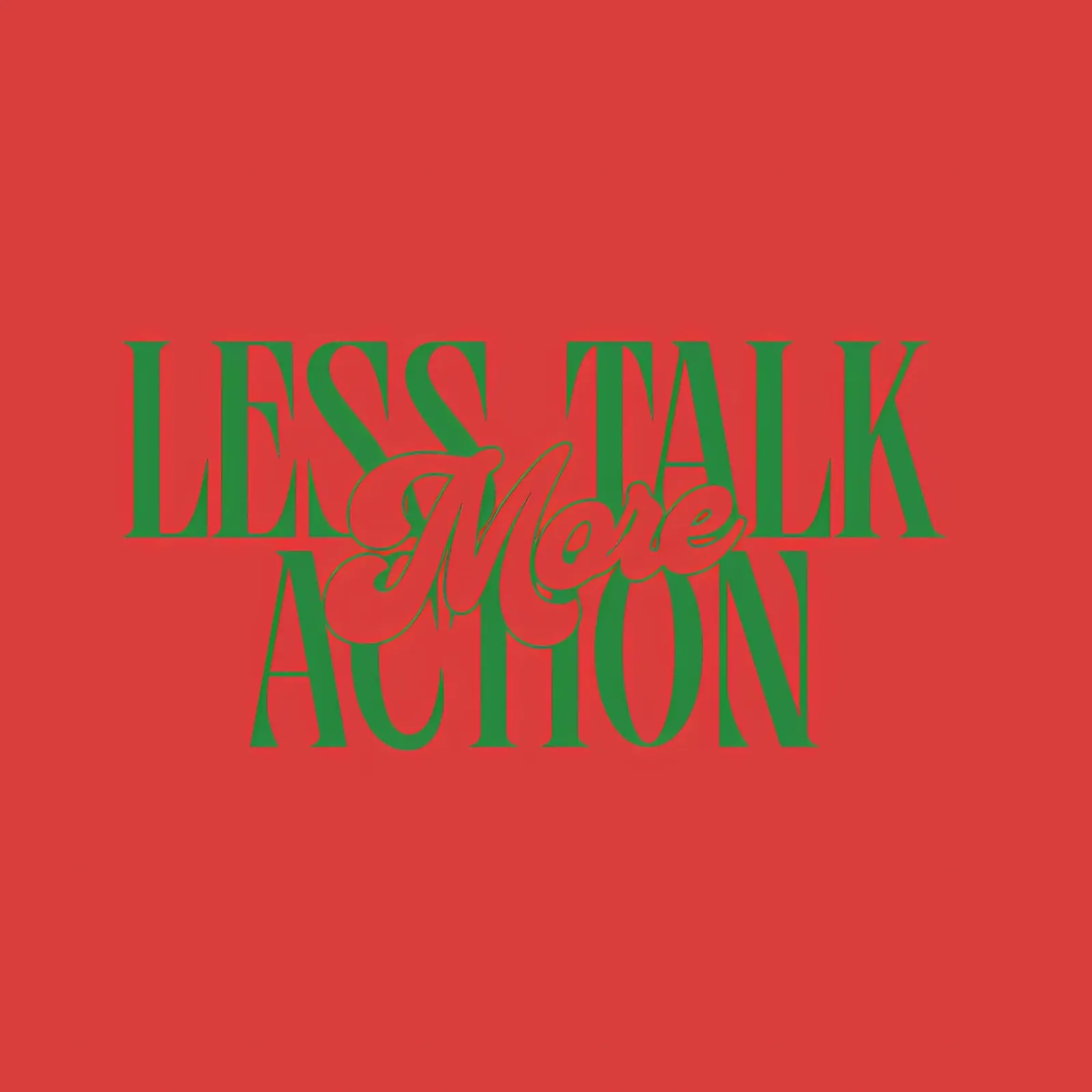 Moins de paroles, plus d'action - Motivation Typography Art poster avec cadre en aluminium de inspirational quote