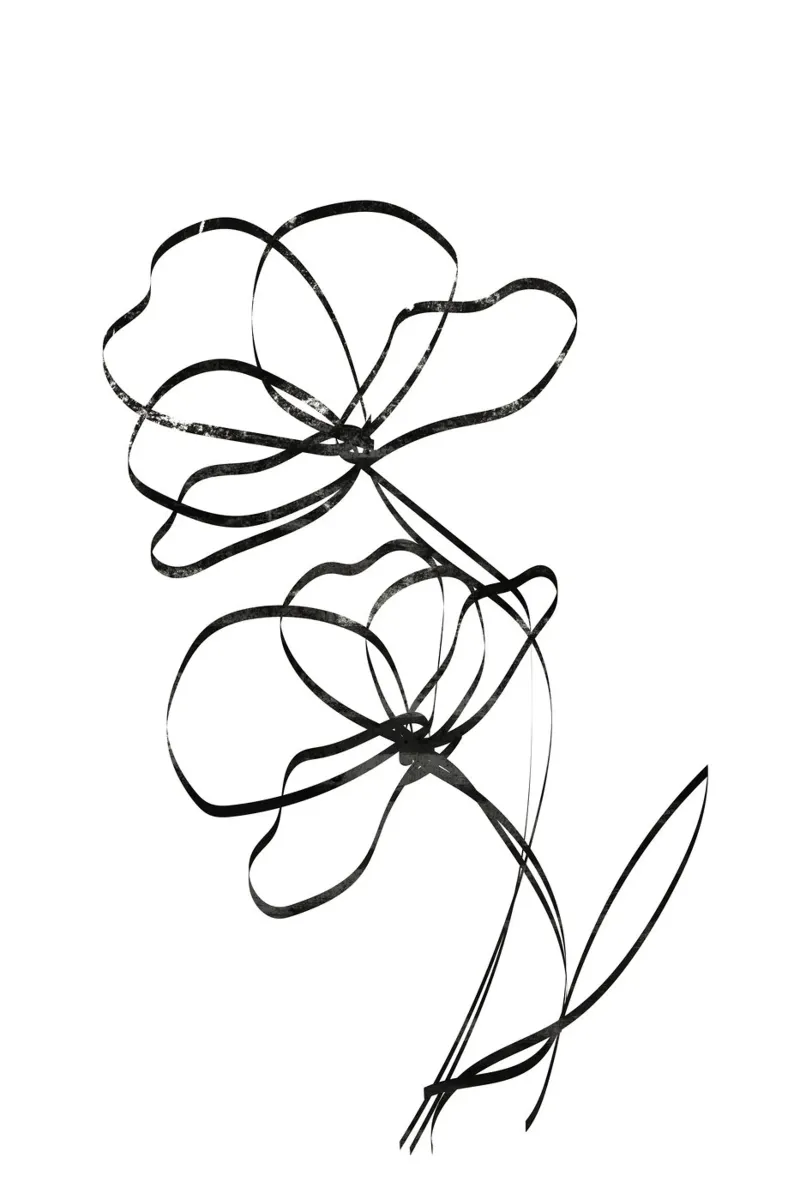 Fiori Line Art pellicola backlit da Melloi Art Print