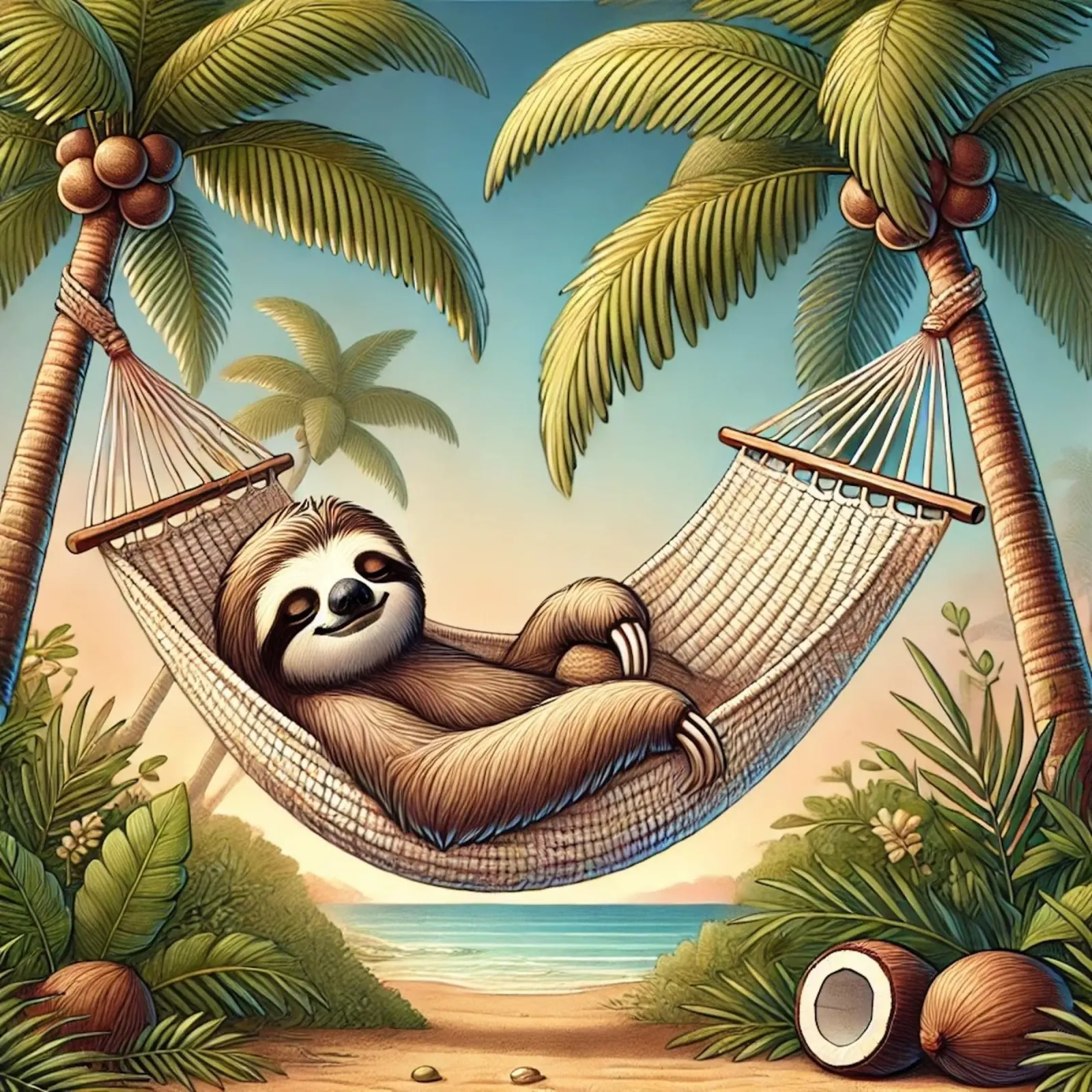 Il rifugio tropicale di Sloth carta hahnemühle da FluffyToons